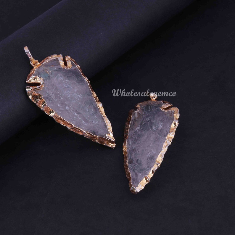 57mmx27mm-59mmx27mm Gold Plated 2 Pcs Arrowhead Pendant Necklace Pendant Jewelry DP029 Crystal Quartz Arrowhead Pendant
