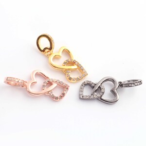 Pave Diamond Heart Charm Pendant: 925 Sterling Silver Jewelry (18mmx11mm)