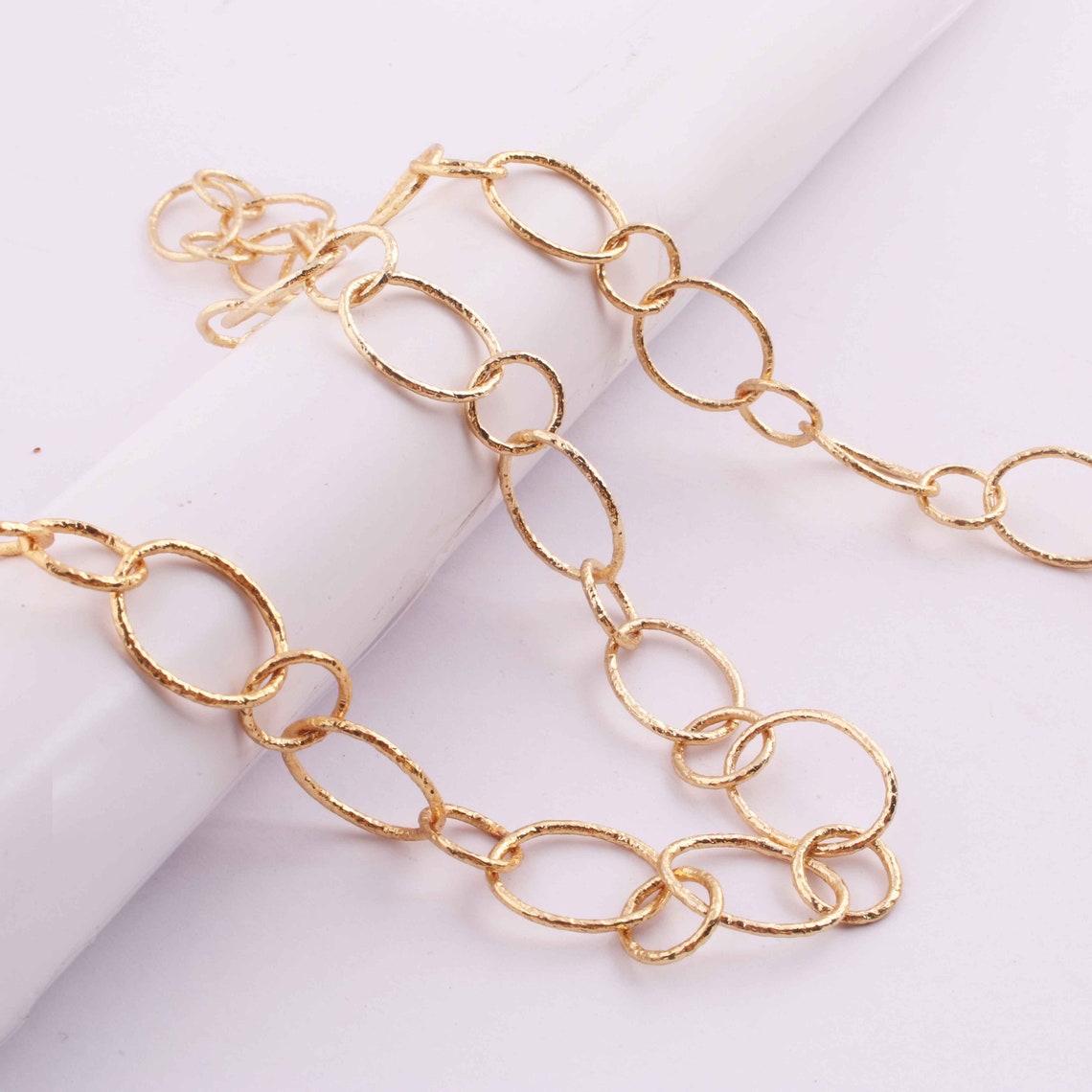 2 Füße Vergoldete Kupferkette Oval Runde Form Gliederkette Etsy.de