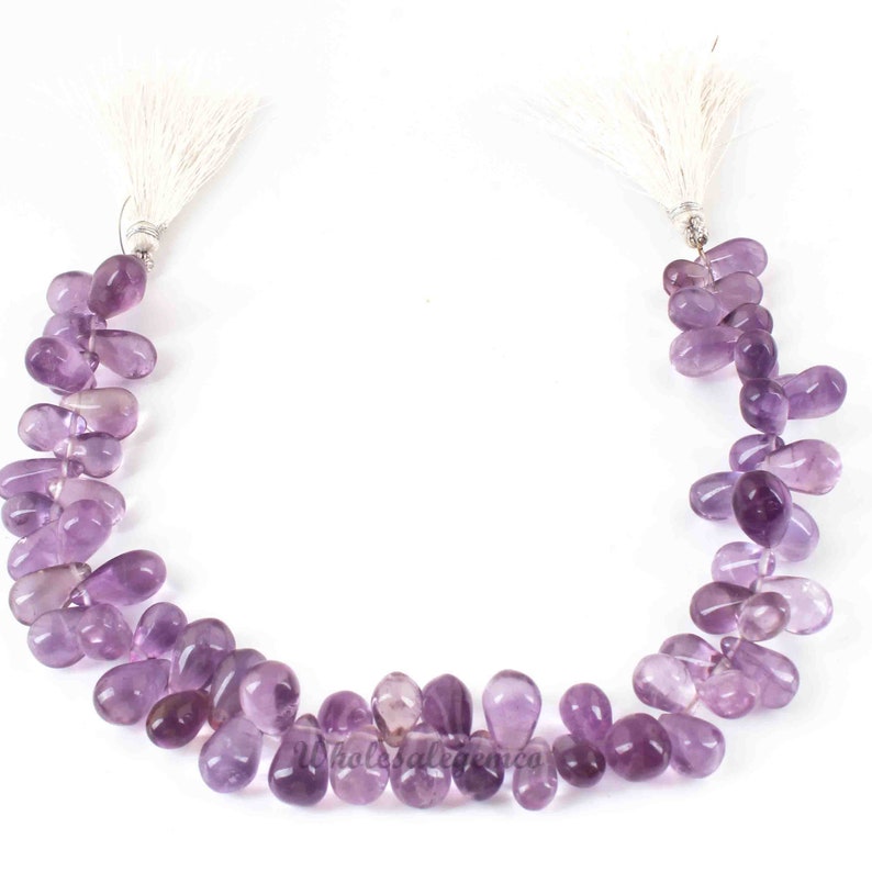 9.5 Inches 14mmx7mm-6mmx4mm Gemstone Briolettes GB727 Smooth Tear Shape Beads 1 Strand Pink Amethyst Briolette