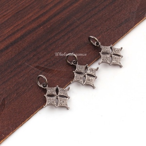 1 Pc Pave Diamond Pendant, Cross Design Charm Pendant, 19mmx17mm, Cushion Pendant, 925 Sterling Silver Pendant, Diamond Findings DS129