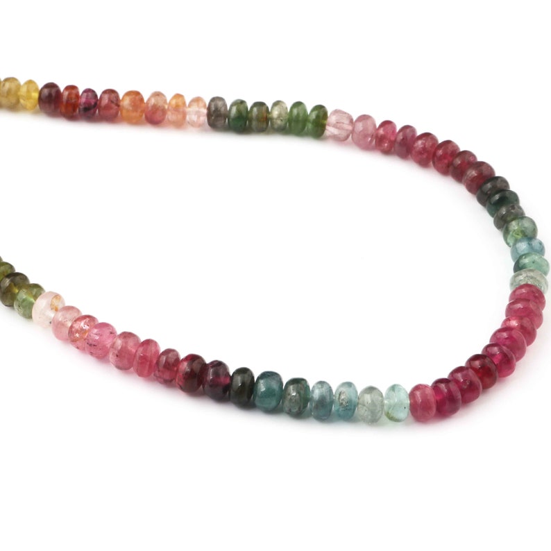 1 Strand Best Quality Multi Tourmaline Roundelle Smooth Beads 13.5 Inches 5mm Multi Tourmaline Gemstone Rondelles GB0428
