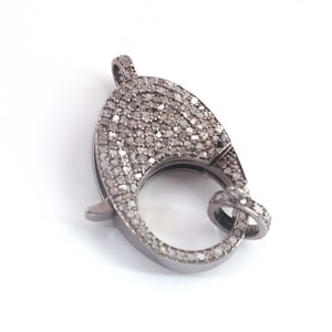 1 Pc Pave Diamond Lobster Claps, 36mmx12mm Lobster Claps, Both Side Pave Diamond, 925 Sterling Silver, Lobster Findings, BL088