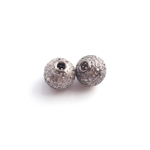 Tube Pave Diamond Bead .925 Oxidized Sterling Silver Diamond Etsy
