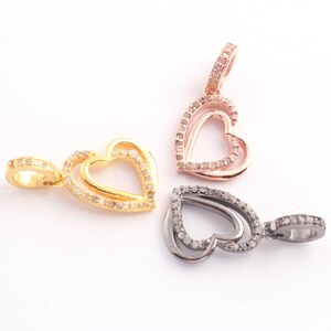 Pave Diamond Heart Charm Pendant: Sterling Silver Handmade Jewelry