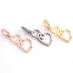 Pave Diamond Heart Charm Pendant: 925 Sterling Silver Jewelry (19mmx12mm)