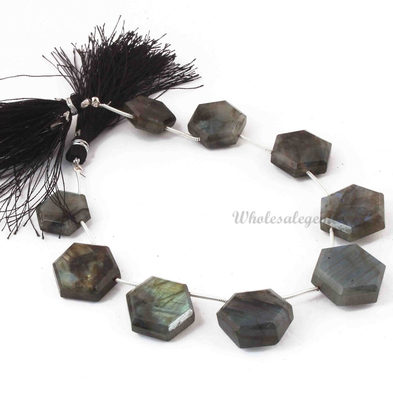 GB690 Pentagon Shape Beads 1 Strand Labradorite Faceted Briolettes 9 Inches 17mmx15mm-20mmx17mm Gemstone Briolettes