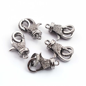 1 Pc Pave Diamond Lobster Claps, 25mmx12mm Lobster Claps, Both Side Pave Diamond, 925 Sterling Silver, Lobster Findings, BL0003