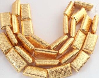 24k Gold Plated Copper Rectangle Beads: Handmade Jewelry Making (29mmx15mm)