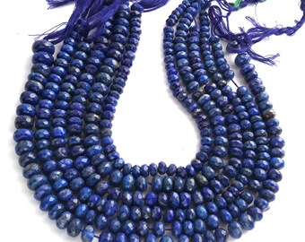 Lapis Lazuli Rondelle Beads: Faceted Gemstone Briolettes, 11 Inch Strand