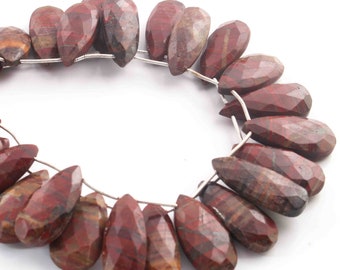 1 Strand Red Jasper Briolette Beads, Pear Shape Beads, 7.5 Inches 22mmx12mm-29mmx15mm Gemstone Briolettes, GB01533