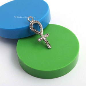 1 Pc Pave Diamond Cross Charm Pendant,  925 Sterling Silver 25mmx8mm Pave Diamond Jewelry DJ016