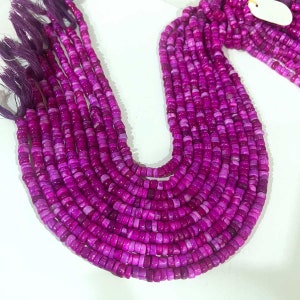 1 Strand Hot Pink Opal Briolette, Smooth Heishi Beads, 13 Inches, 4mm-6mm Gemstone Rondelles, GB02985