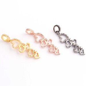 Pave Diamond Heart Charm Pendant: 925 Sterling Silver Jewelry (31mmx10mm)