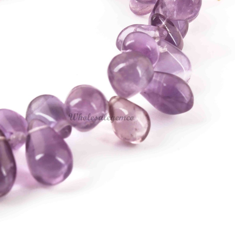 9.5 Inches 14mmx7mm-6mmx4mm Gemstone Briolettes GB727 Smooth Tear Shape Beads 1 Strand Pink Amethyst Briolette