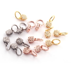 1 Pc Pave Diamond Round Pendant, Small Charm, 12mmx5mm, 925 Sterling Silver Pendant, You Choose DJ00172