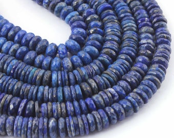 16 Inch Lapis Lazuli Rondelle Faceted Beads: 7mm-13mm Gemstone Briolettes