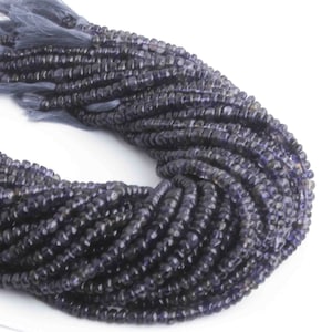 1 Strand Shaded Iolite Briolette, Rondelles Smooth Beads, 13 Inches 4mm Gemstone Briolettes, GB01893