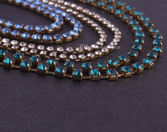 5 Feet Crystal Zircon Rosary Chain: 24k Gold Plated Brass, 3.5mm