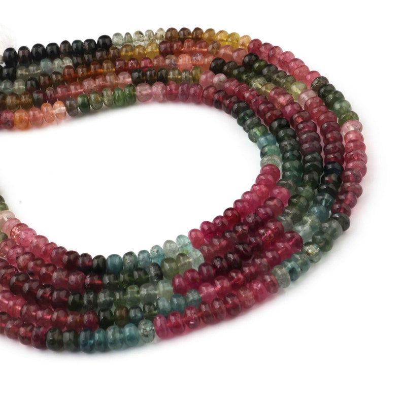 1 Strand Best Quality Multi Tourmaline Roundelle Smooth Beads 13.5 Inches 5mm Multi Tourmaline Gemstone Rondelles GB0428
