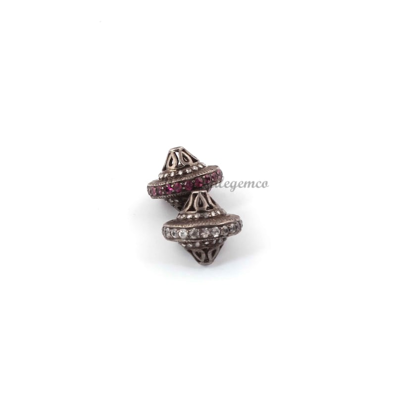 DJ332 925 Sterling Silver Beads- 13mm Pave Diamond Jewelry Designer Beads 1 Pc Pave Diamond Cone Shape Beads
