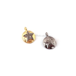 1 Pc Pave Diamond Star Pendant, Small Charm Pendant, 925 Sterling Silver/Vermeil , Pave Diamond Jewelry 10mmx8mm DJ306