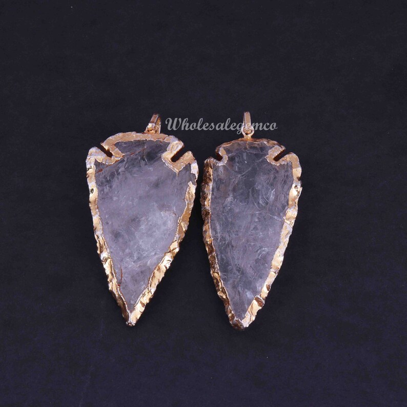 57mmx27mm-59mmx27mm Gold Plated 2 Pcs Arrowhead Pendant Necklace Pendant Jewelry DP029 Crystal Quartz Arrowhead Pendant