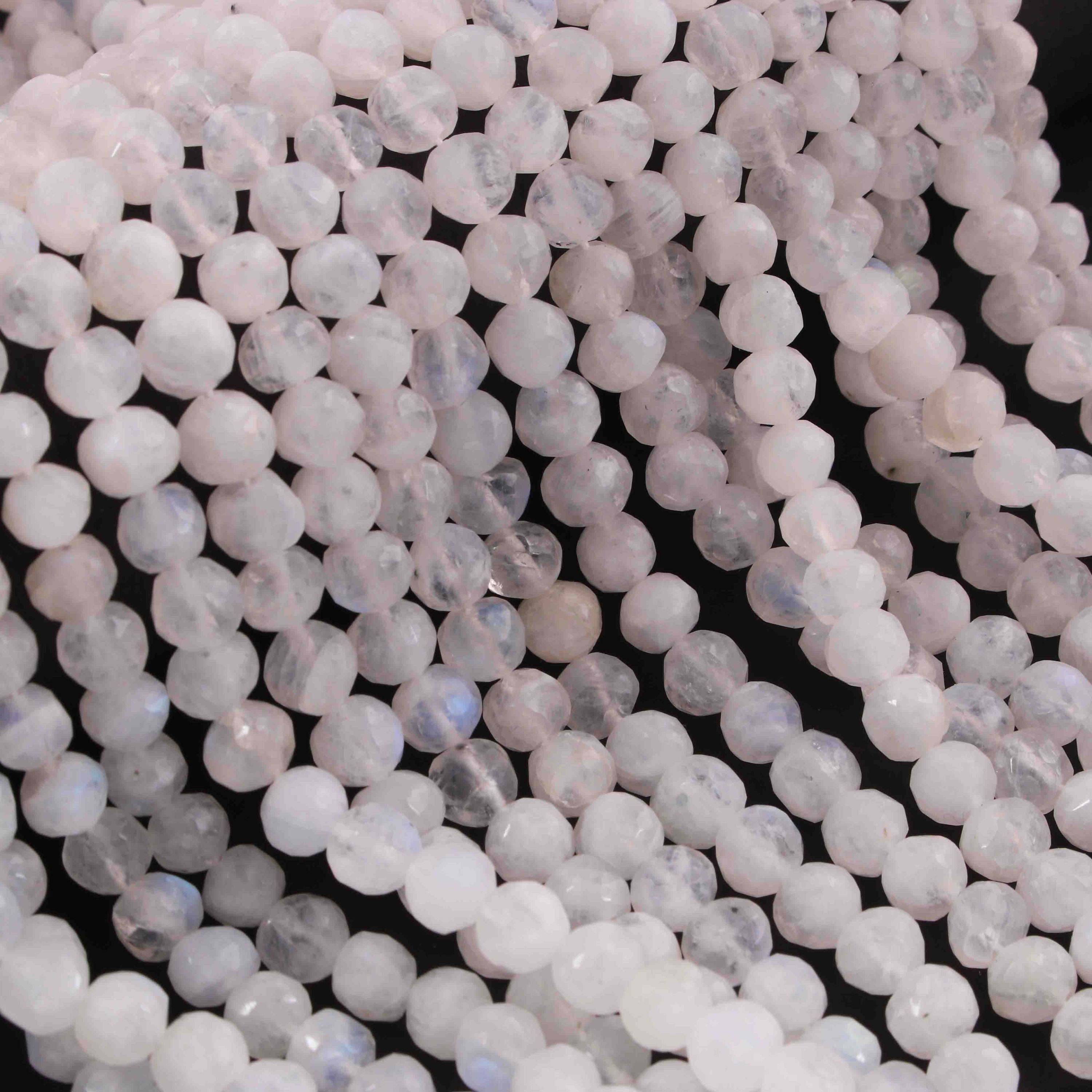 Natural Rainbow White Moonstone Beads Faceted Rondelle B-Grade, approx  4x7mm (GB16767) 
