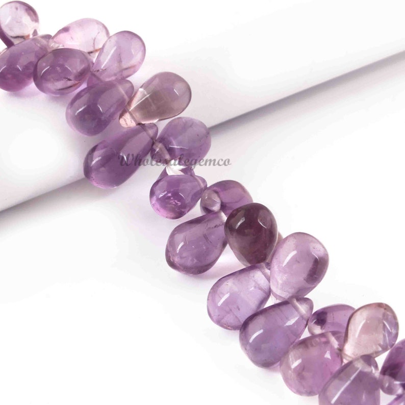 9.5 Inches 14mmx7mm-6mmx4mm Gemstone Briolettes GB727 Smooth Tear Shape Beads 1 Strand Pink Amethyst Briolette
