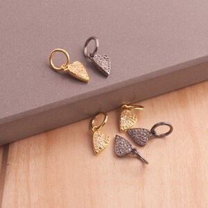 Pave Diamond Heart Charm Pendant: 925 Sterling Silver Jewelry (10mmx6mm)
