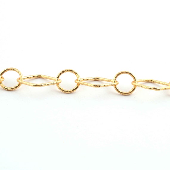 2 Feet Gold Plated Copper Chain - Cable Link Chain - Oval Chain