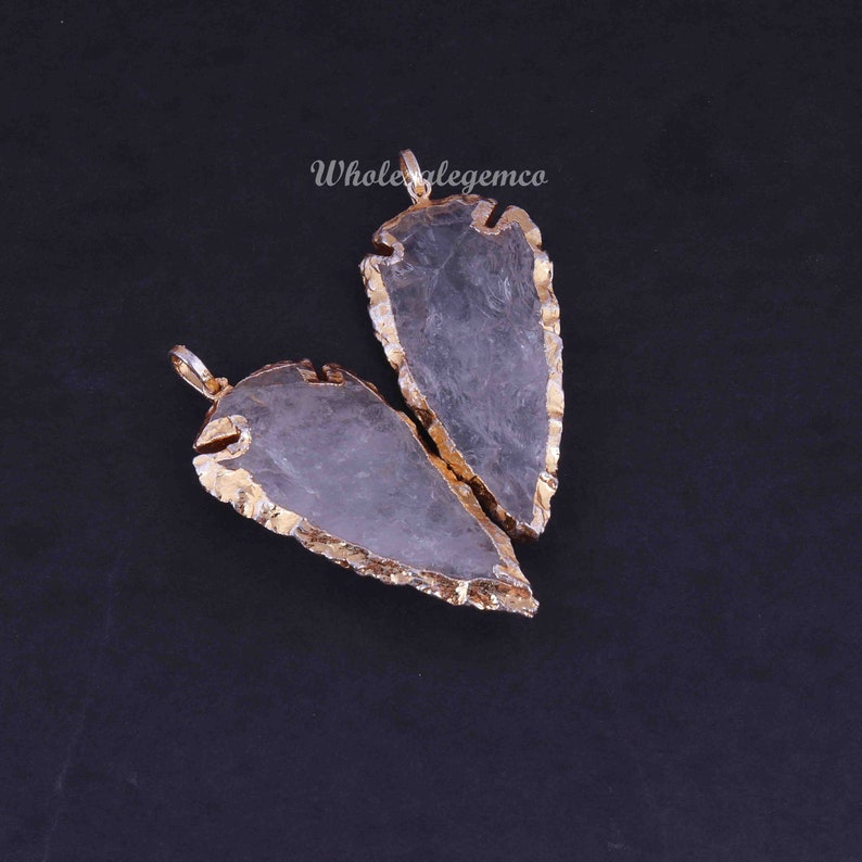 57mmx27mm-59mmx27mm Gold Plated 2 Pcs Arrowhead Pendant Necklace Pendant Jewelry DP029 Crystal Quartz Arrowhead Pendant
