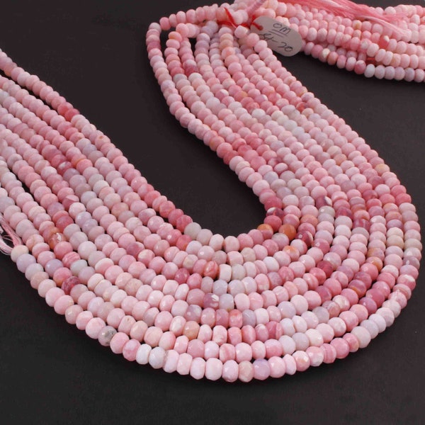 1 Strand Shaded Pink Opal Rondelle Shape Faceted Beads, 15 Inches, 4mm-5mm Beads, Gemstone Briolettes, GB02240