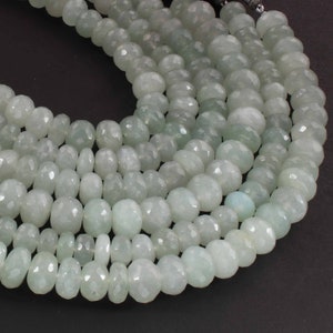 1 Strang graue Mondstein-Briolette, Rondellen, facettierte Perlen, 20,3 cm, 9–12 mm Edelstein-Briolettes, GB02194
