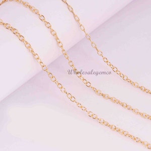 10 Feet Gold Plated Copper Chain, Copper Cabel Chain, 3mm, Copper Tiny Chain, Brass Chain, 24 K Gold Plated, Necklace Chain CC010 image 1
