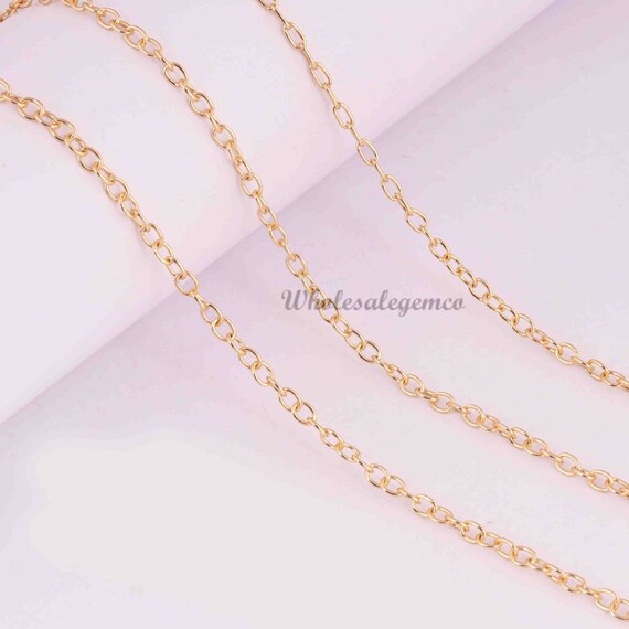 10 Feet Gold Plated Copper Chain, Copper Cabel Chain, 3mm, Copper Tiny Chain, Brass Chain, 24 K Gold Plated, Necklace Chain CC010