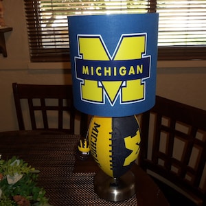 UNIVERSITY OF MICHIGAN Football Table Lamp (Blue Shade)