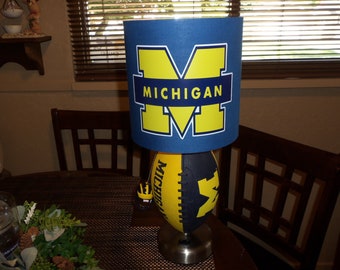 UNIVERSITY OF MICHIGAN Football Table Lamp (Blue Shade)