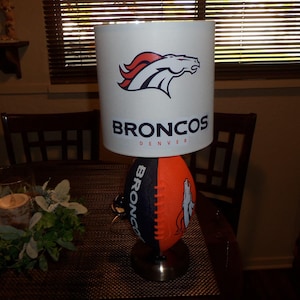 Denver Broncos Football Table Lamp (Handcrafted)