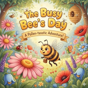 Kinderboek The Busy Bee&#39;s Day: natuur en avontuur (digitale pdf)