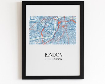 Custom Map Wall Art, Minimalist City Map Print, Instant Download