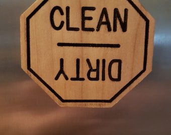 Handmade Wooden Clean Dirty Dishwasher Magnet