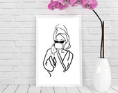Tea Print Morning Coffee Physical Print Poster Wall Art Home Decor Bathroom Art Wall Print Home Print Line Drawing Paint