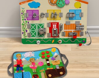 DEXTERITY PACK includes 2 wonderful BusyBoards to help children learn to use the different kinds of closures and stimulate him