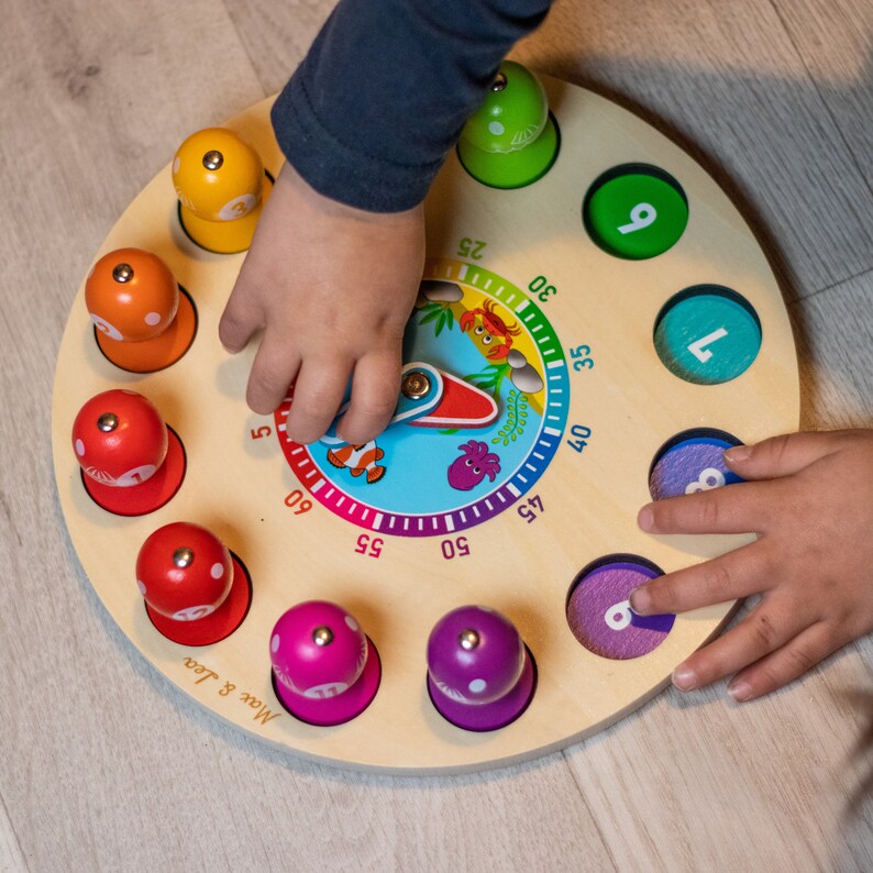 CLOCKBOARD : Jouet Pêche magnétique Jouet horloge Apprendre l'heure Jouet Éducatif Développer la motricité fine Enfant 1 à 6 ans image 7