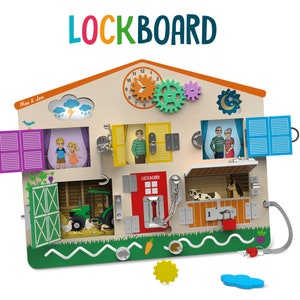 LOCKBOARD : Wooden Busyboard Realistic educational toy Locking board Learn how to use different closures Children 2 6 years old image 2