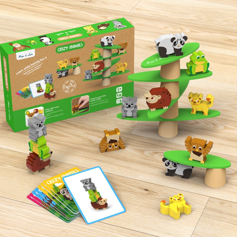 Crazy Animals: The balance toy by Max & Lea For children aged 1 to 6 years Stacking shapes Fine motor skills and development image 1