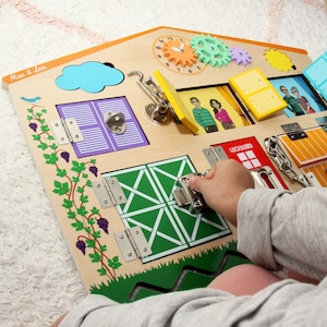 LOCKBOARD : Wooden Busyboard Realistic educational toy Locking board Learn how to use different closures Children 2 6 years old image 7