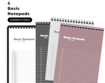 iPad Digital Notebooks: Minimalist Vertical Notepads (Instant Download)