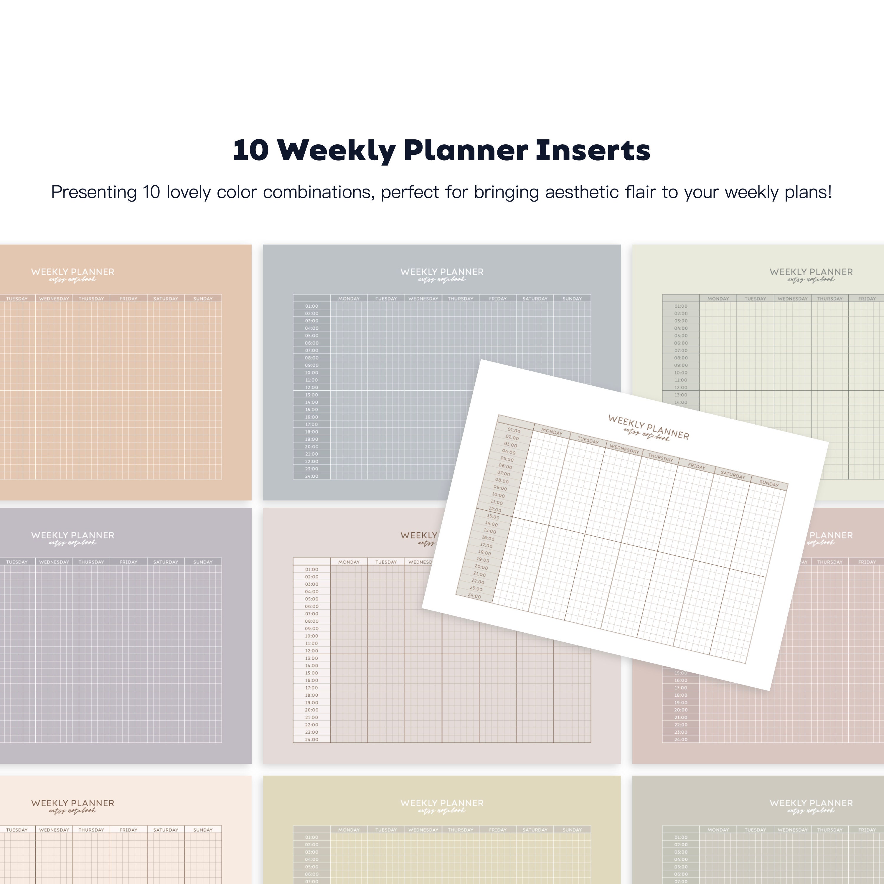 Undated Digital Planner Inserts: Daily, Weekly, Monthly (horizontal ...